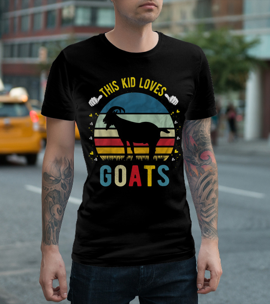 This Kid Loves Goats Boys and Girls Retro Goat T-Shirt