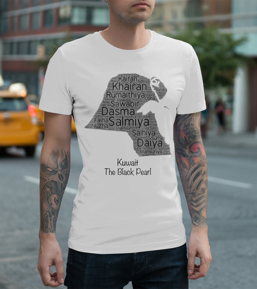Kuwait's Outline Cities Including Salmiya Daiya The Black Pearl T-Shirt