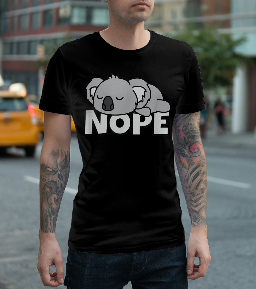 Lazy Koala Nope Cute Comic Baby Bear T-Shirt
