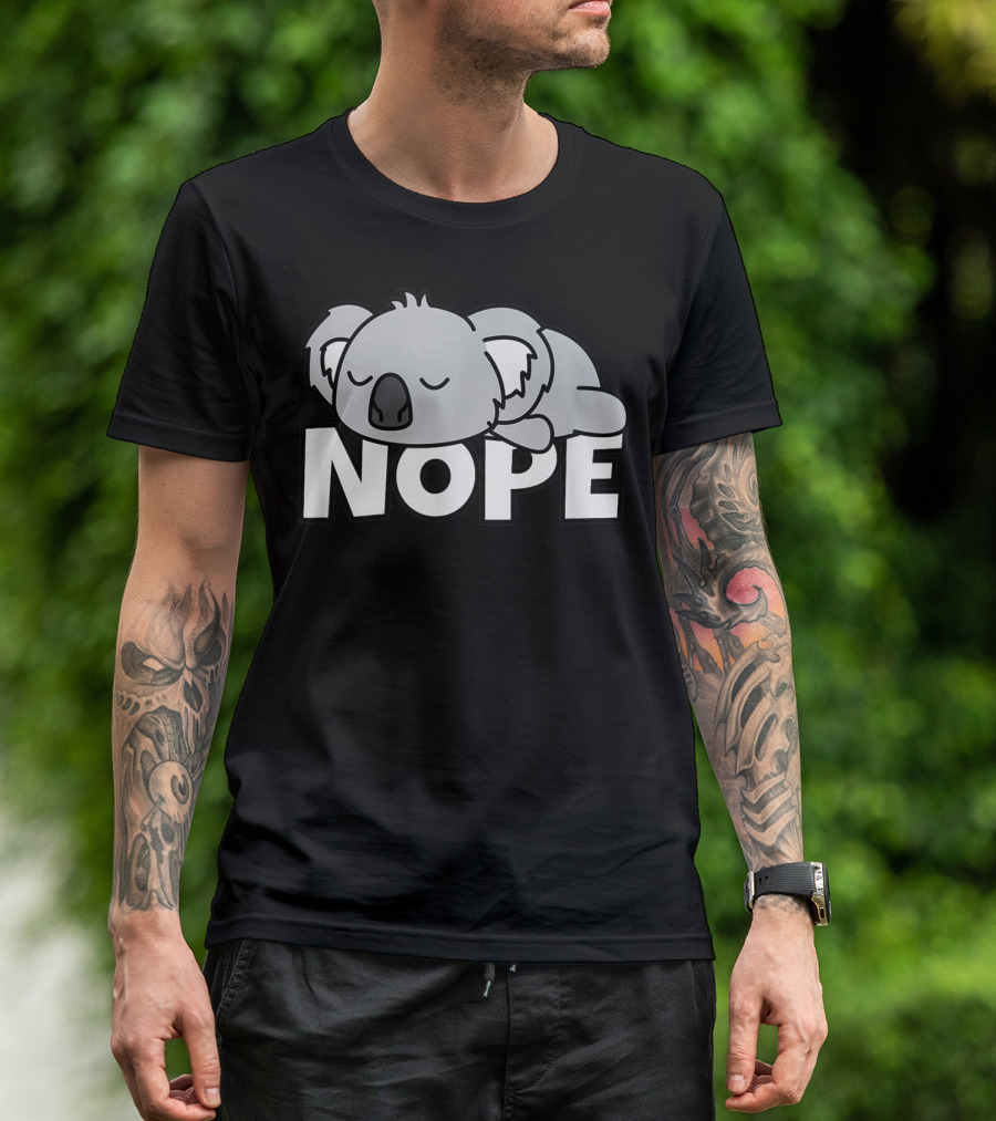 Lazy Koala Nope Cute Comic Baby Bear T-Shirt