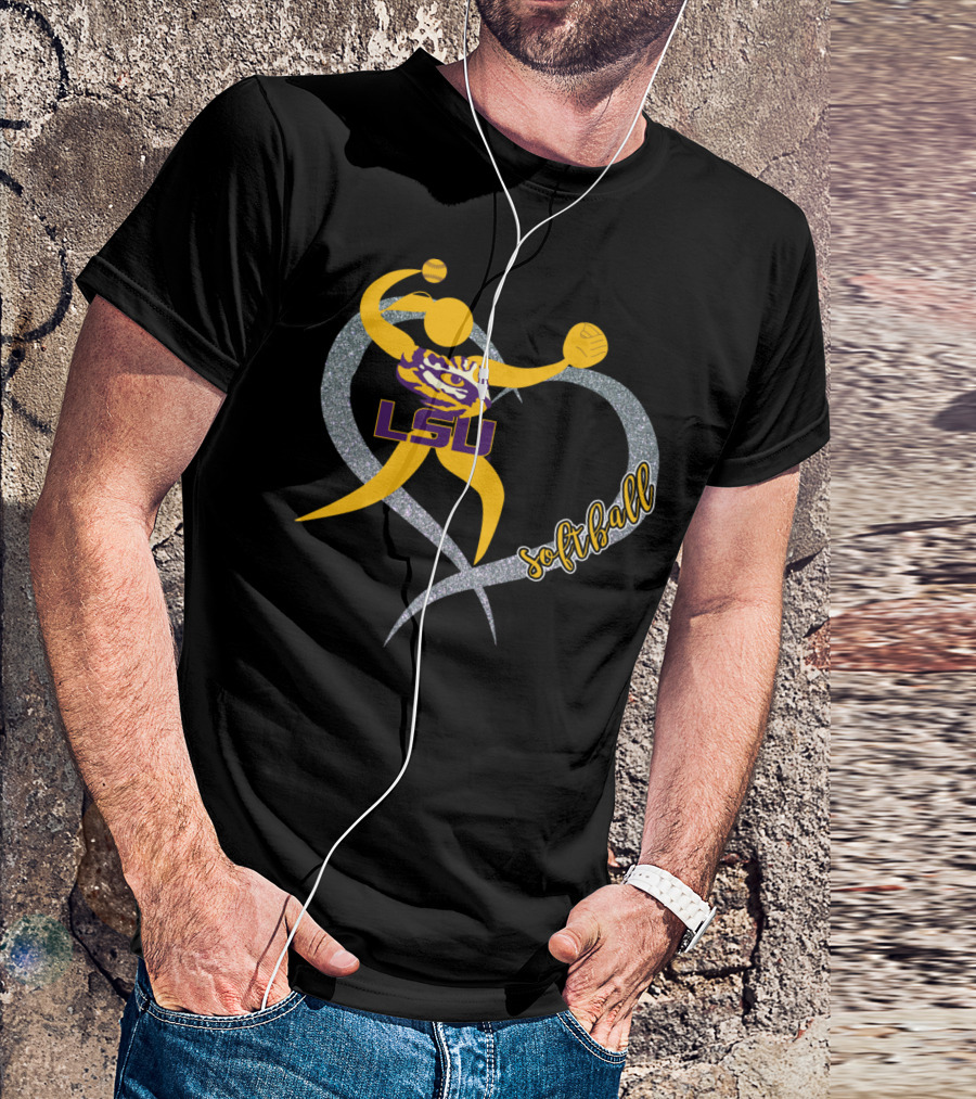 LSU Tigers Softball Heart Gameday T-Shirt