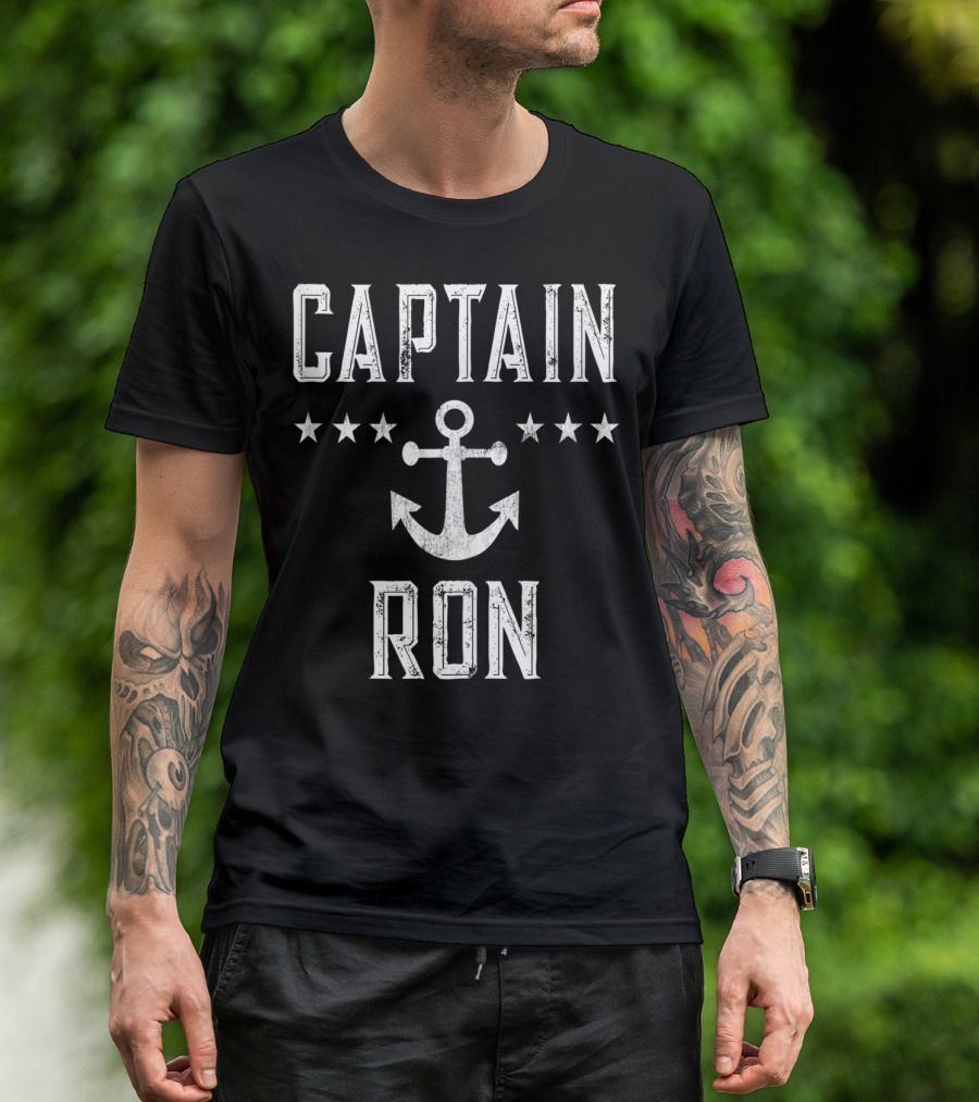 Captain Ron Vintage Anchor Star Design Mens Family Cruise Lake T-Shirt