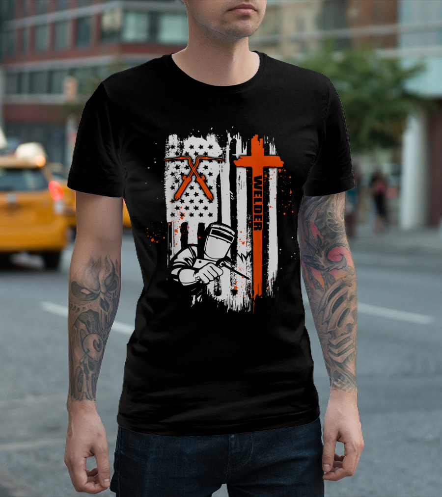 Welder American Flag USA Crossed Tools Patriotic T-Shirt