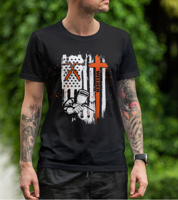 Welder American Flag USA Crossed Tools Patriotic T-Shirt