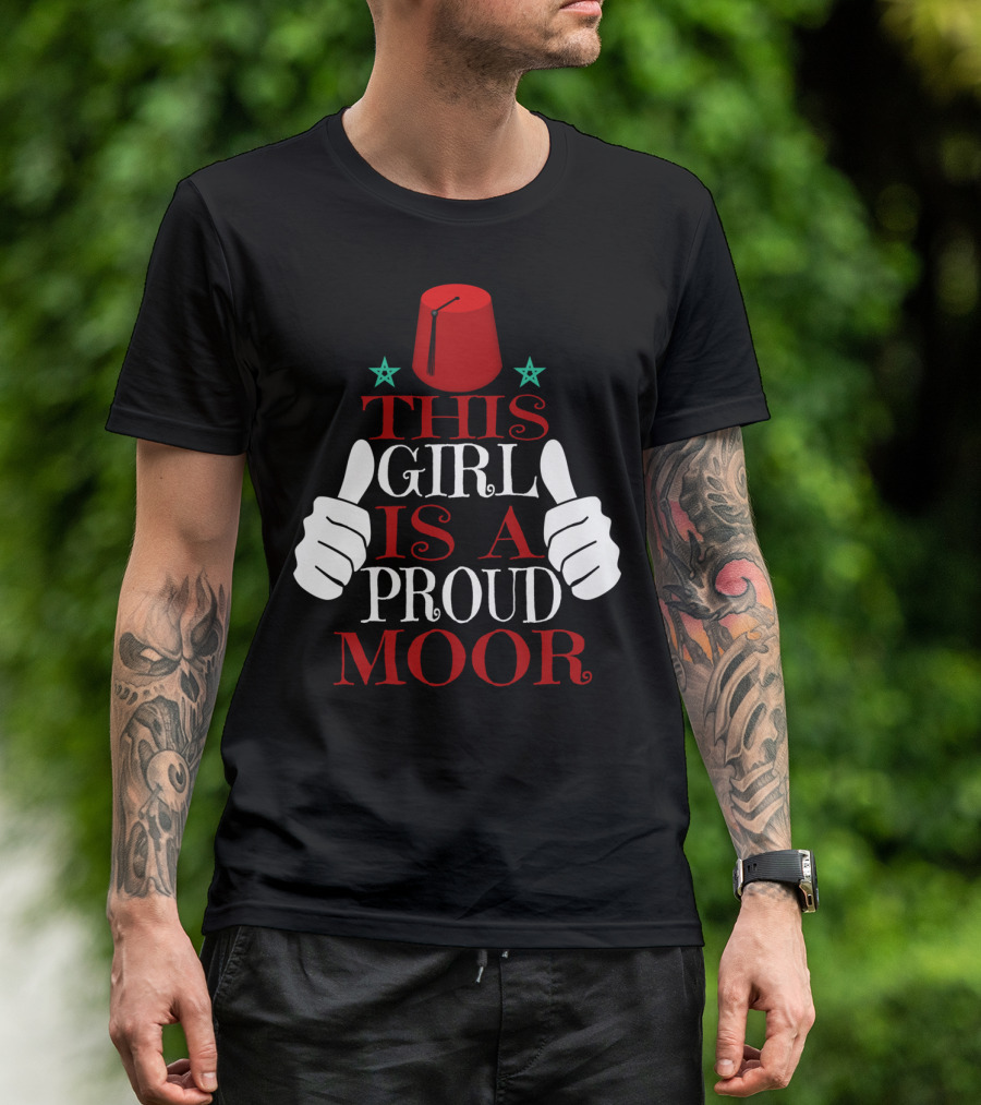 Moorish American This Girl Is A Proud Moor Fez Hat Thumbs Up Stars T-Shirt