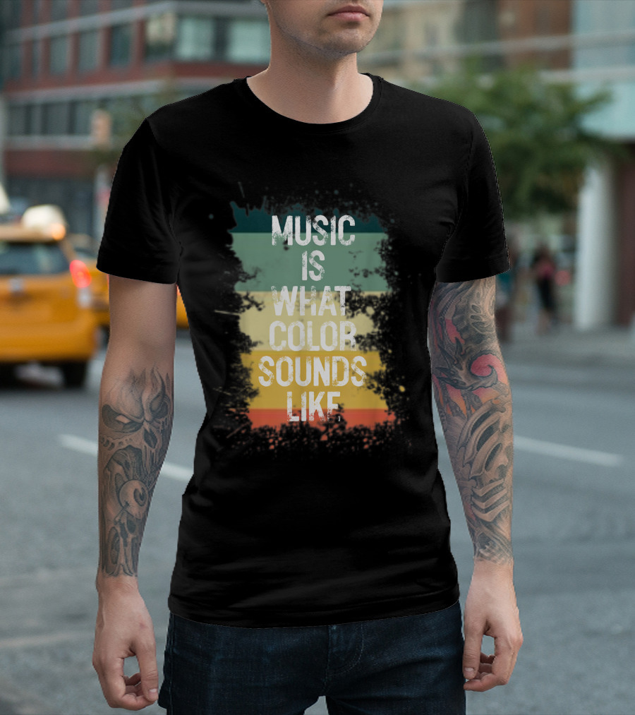 Music Is What Color Sounds Like Vintage Brush Strokes T-Shirt