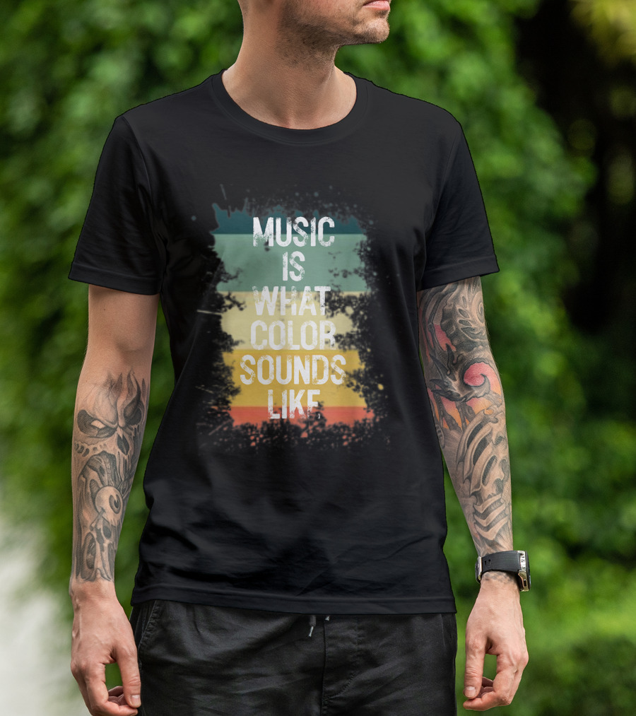 Music Is What Color Sounds Like Vintage Brush Strokes T-Shirt