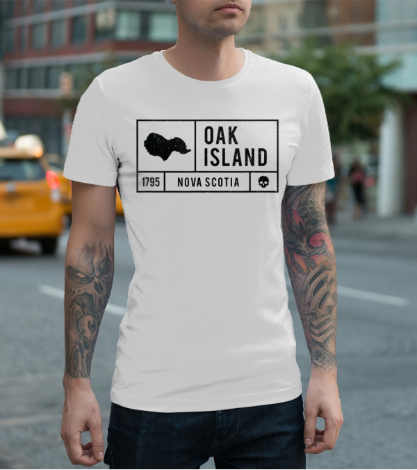 Oak Island 1795 Nova Scotia Map Skull T-Shirt