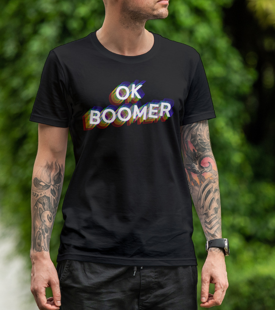 OK Boomer Colorful Funny Trendy Gen Text Glitch T-Shirt