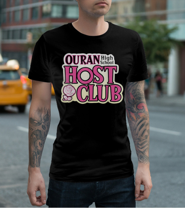 Ouran High School Host Club Anime Series Logo With Rose T-Shirt