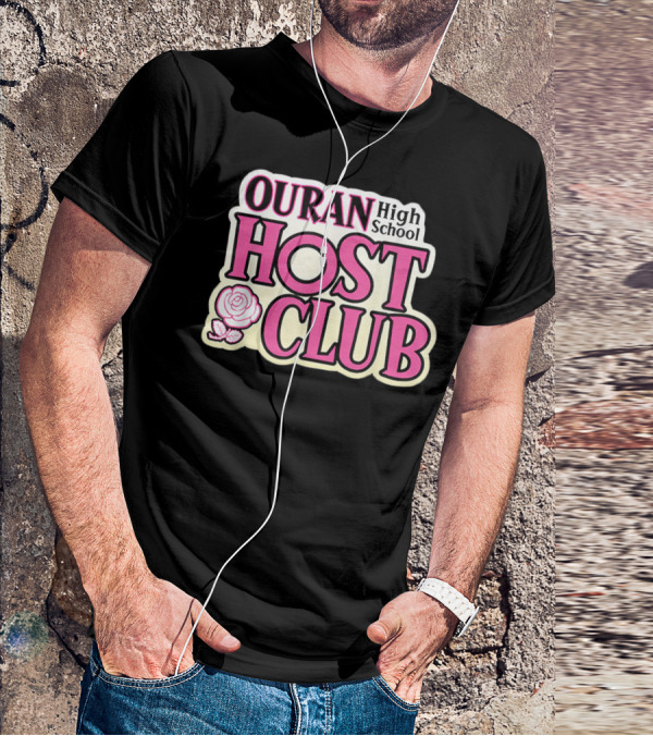 Ouran High School Host Club Anime Series Logo With Rose T-Shirt