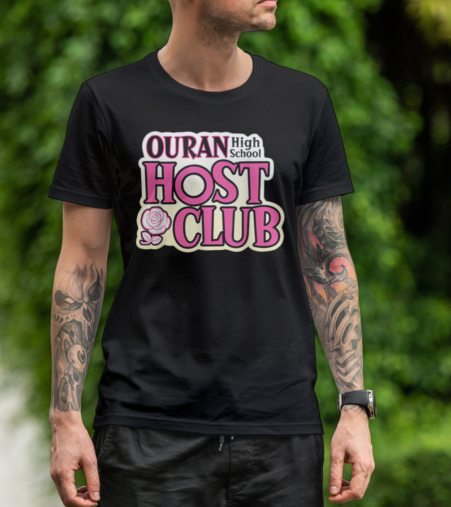 Ouran High School Host Club Anime Series Logo With Rose T-Shirt