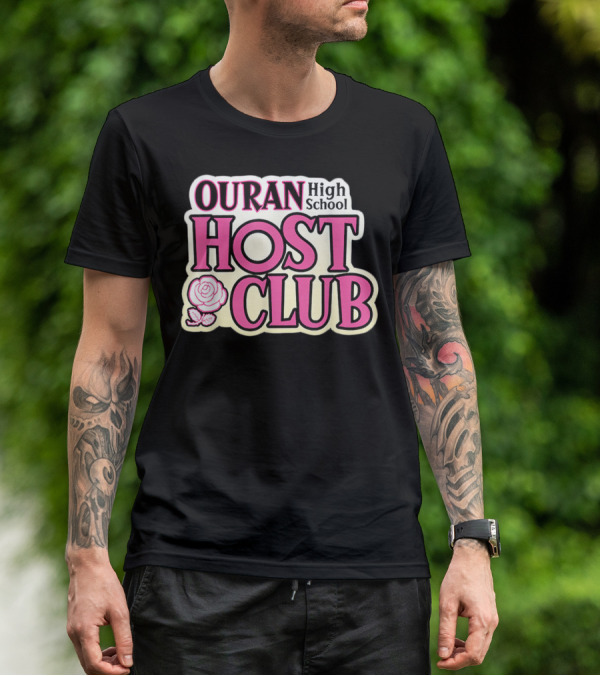 Ouran High School Host Club Anime Series Logo With Rose T-Shirt
