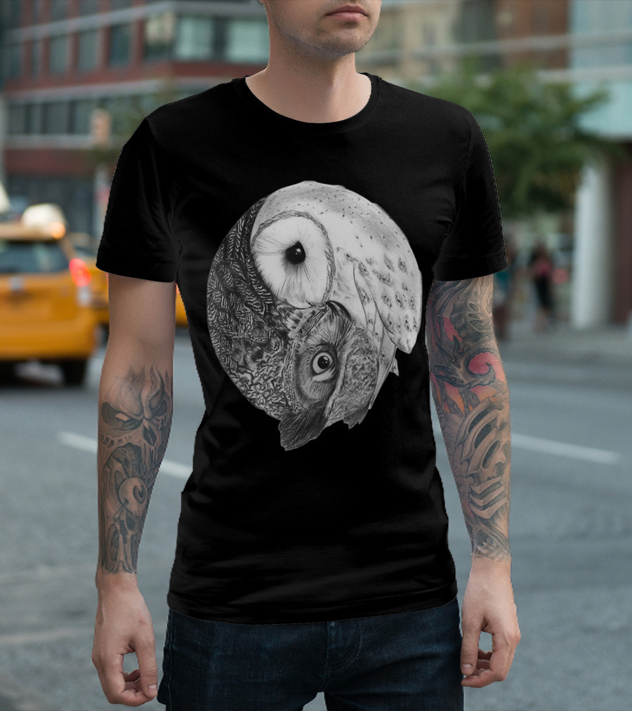 Snowy Owl Barn Owl Yin Yang T-Shirt