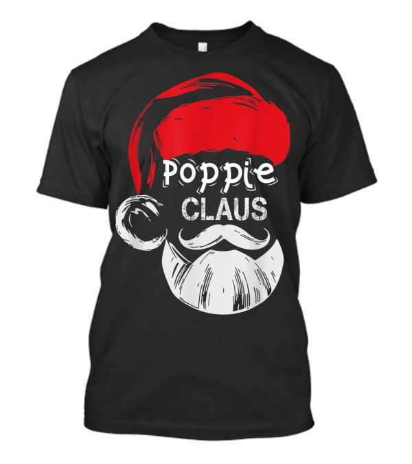 Poppie Claus Santa Hat Christmas Grandpa T-Shirt