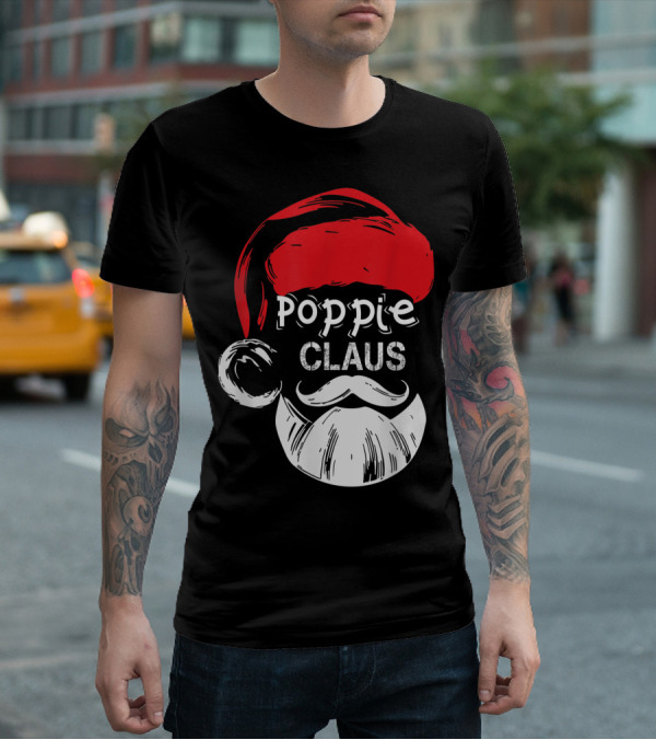 Poppie Claus Santa Hat Christmas Grandpa T-Shirt