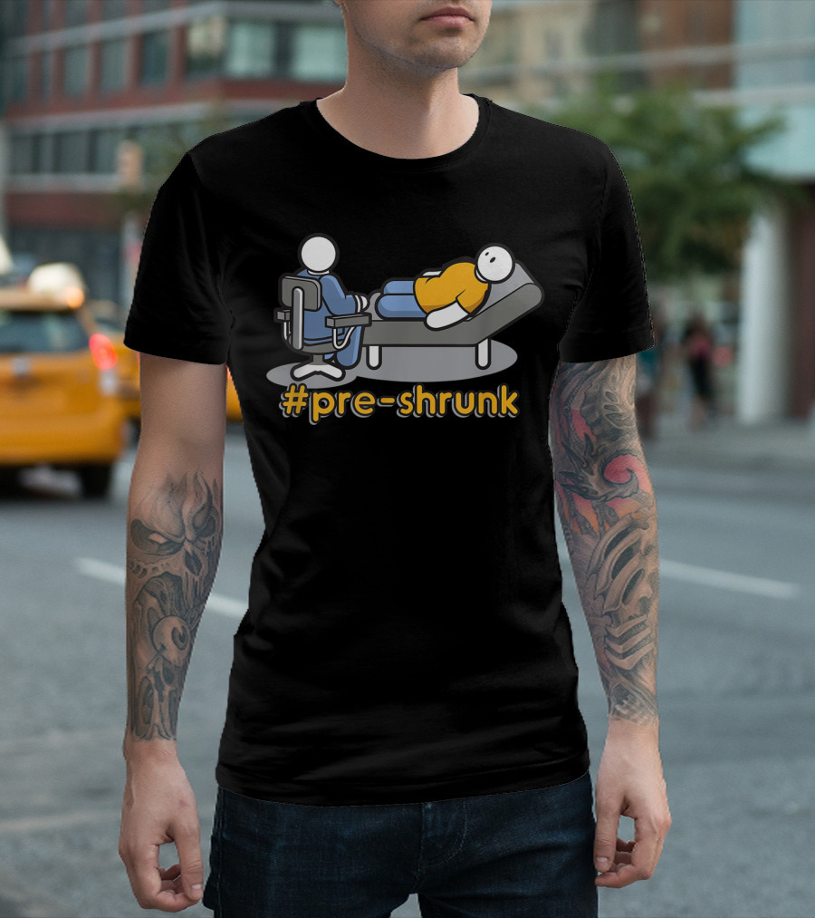 Pre-Shrunk Couch Therapy Icon With Casual Stick Figures T-Shirt