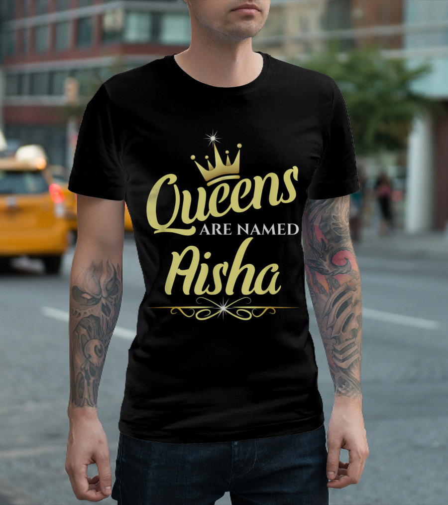 Queens Are Named Aisha Bold Crown Motif T-Shirt