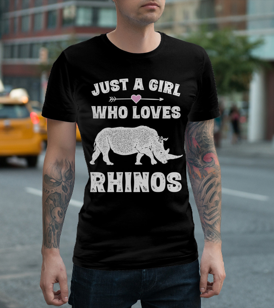 Just a Girl Who Loves Rhinos Retro Vintage Rhinoceros T-Shirt