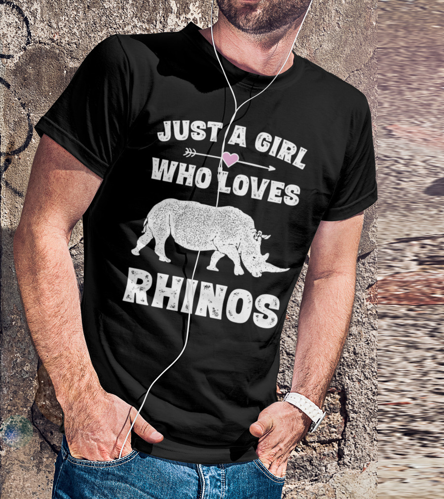 Just A Girl Who Loves Rhinos Retro Vintage Rhinoceros T-Shirt