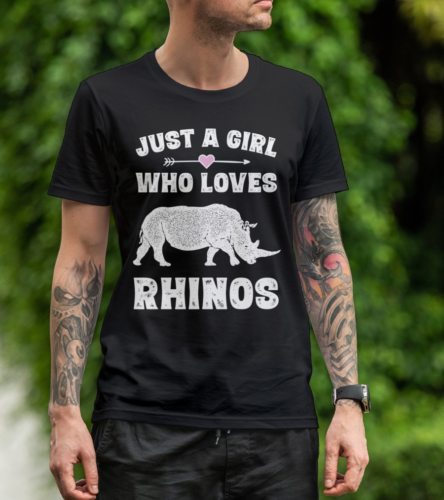 Just A Girl Who Loves Rhinos Retro Vintage Rhinoceros T-Shirt