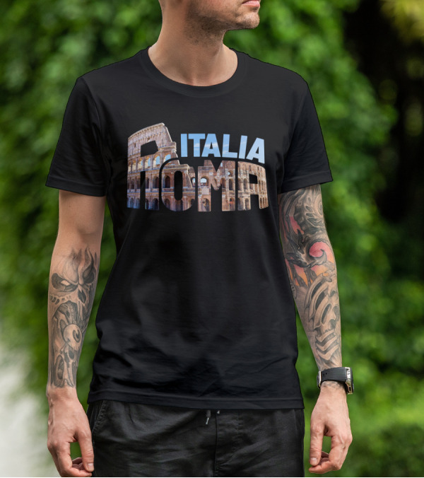 Italia Roma Colosseum Typography T-Shirt