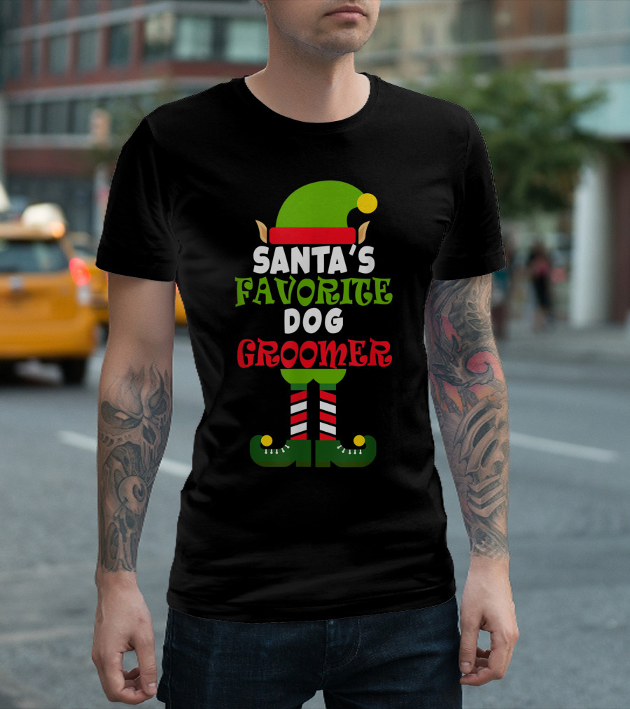 Santa's Favorite Dog Groomer Elf Costume T-Shirt