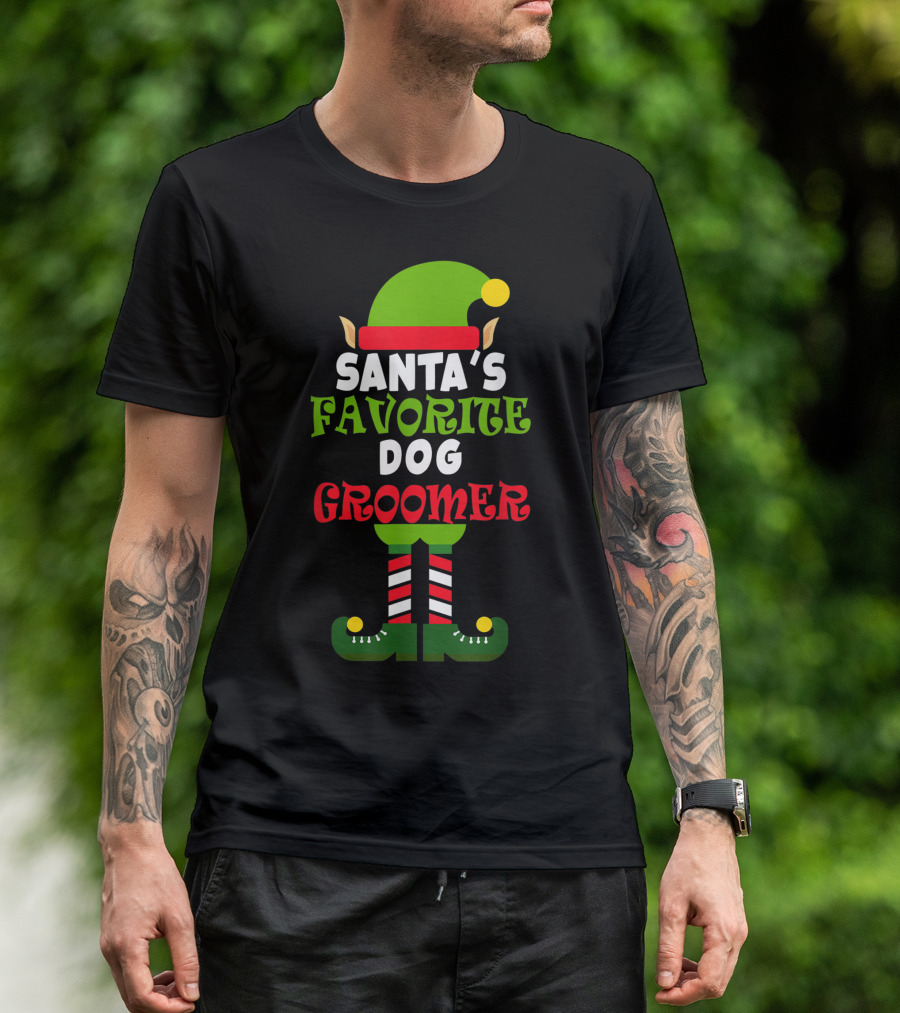 Santa's Favorite Dog Groomer Elf Costume T-Shirt