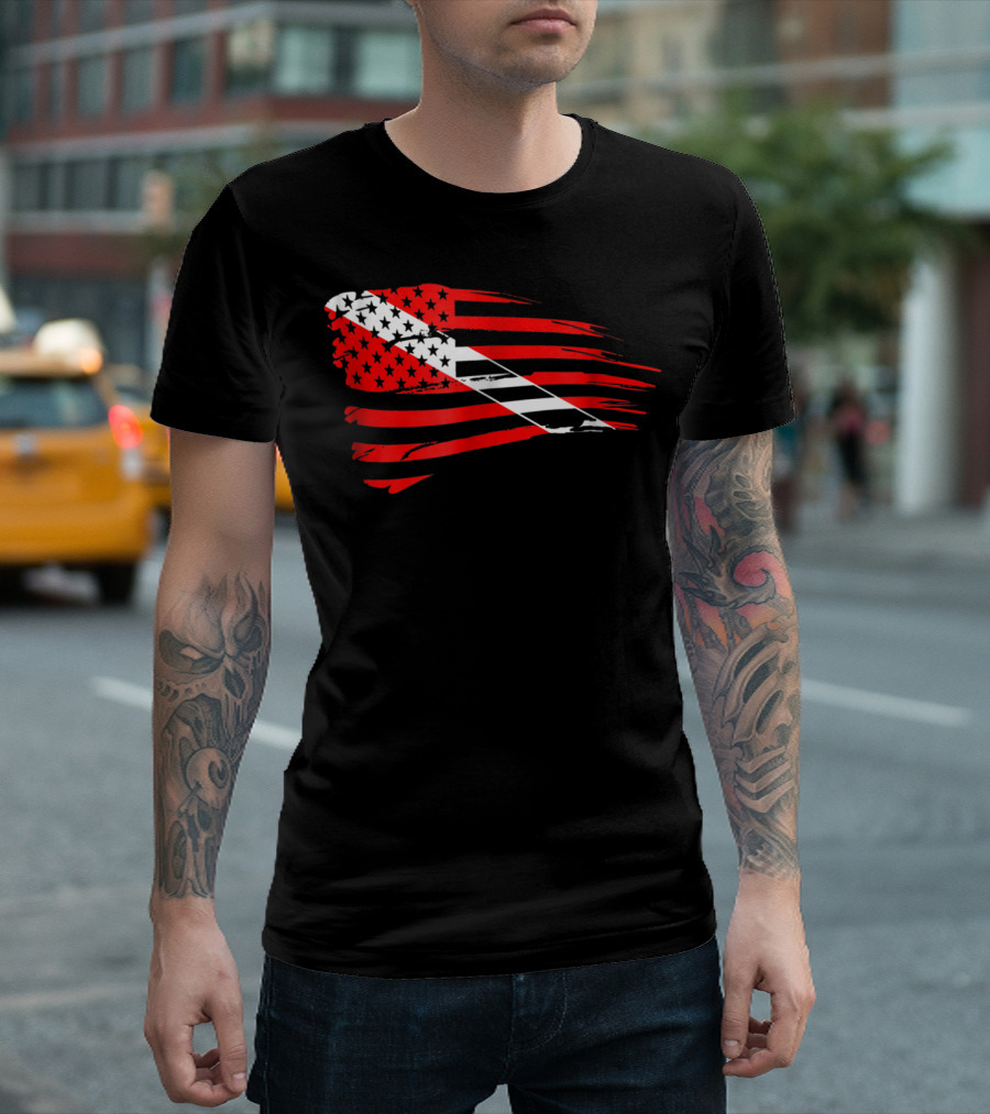 American Flag Scuba Diving Dive Flag Patriotic T-Shirt