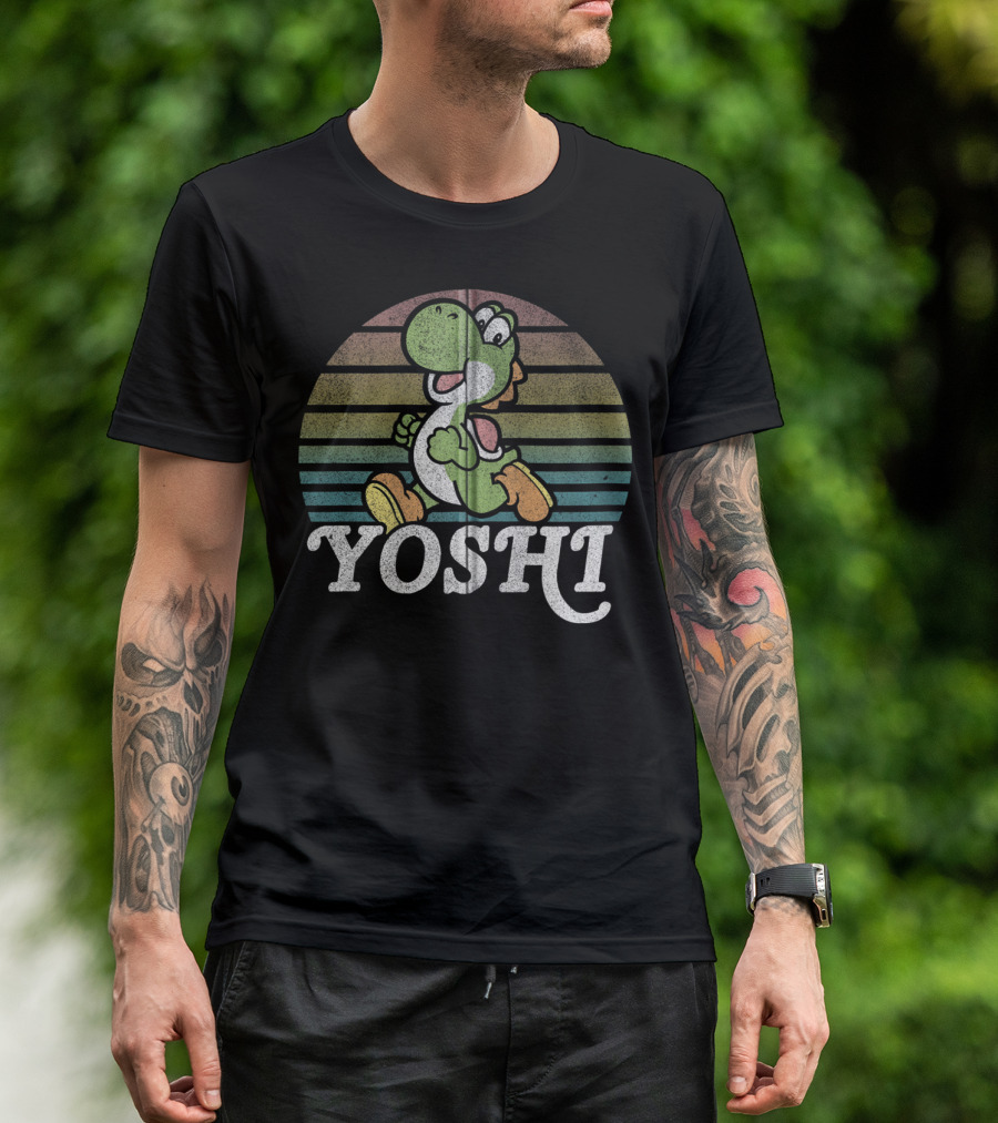 Yoshi Retro Stripes Super Mario T-Shirt
