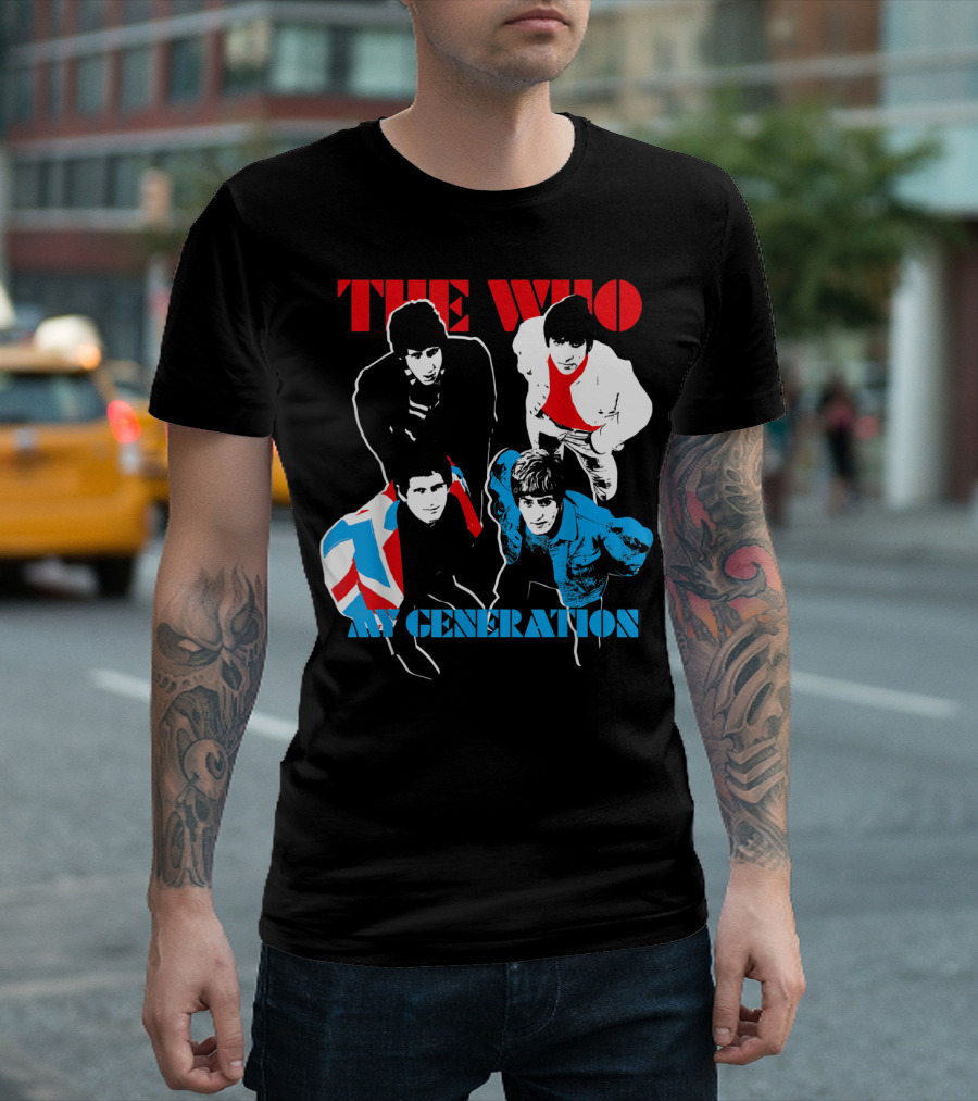 The Who My Generation Band Members with Union Jack Flag T-Shirt