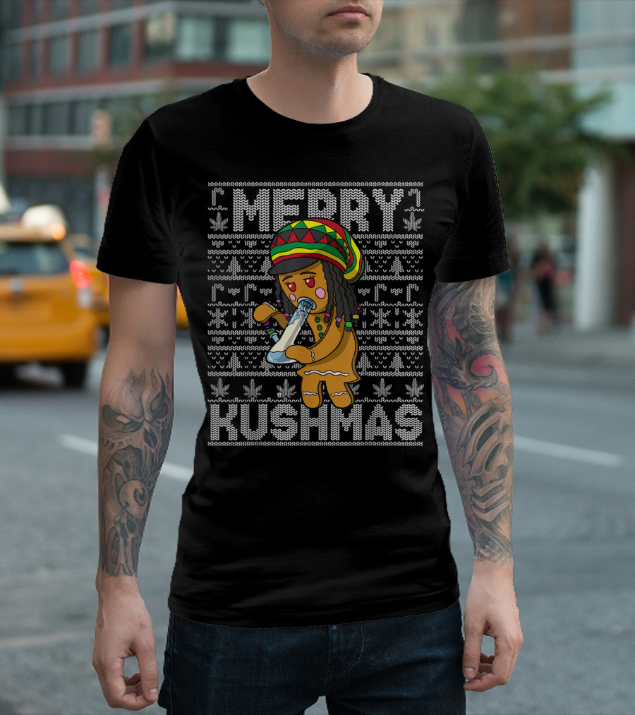 Merry Kushmas Ugly Christmas420 Marijuana T-Shirt