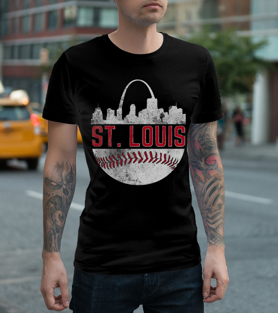 St. Louis Vintage Skyline Baseball Fan T-Shirt