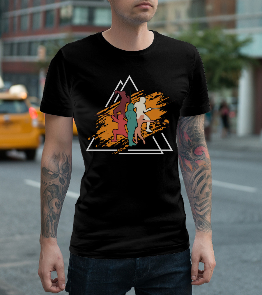 Vintage Fencing Sports Sword Fight Triangles Dynamic T-Shirt