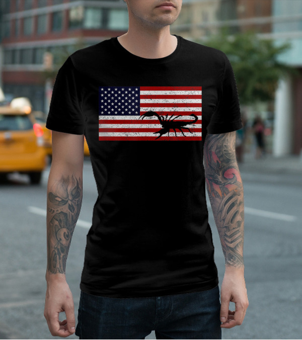 Vintage Distressed American Flag Scorpion T-Shirt