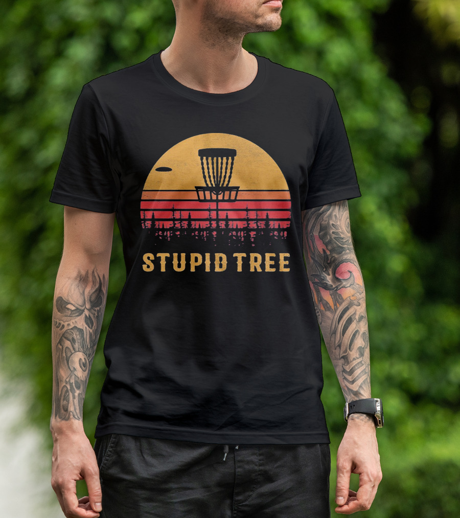 Stupid Tree Disc Golf Vintage Sunset Frisbee T-Shirt