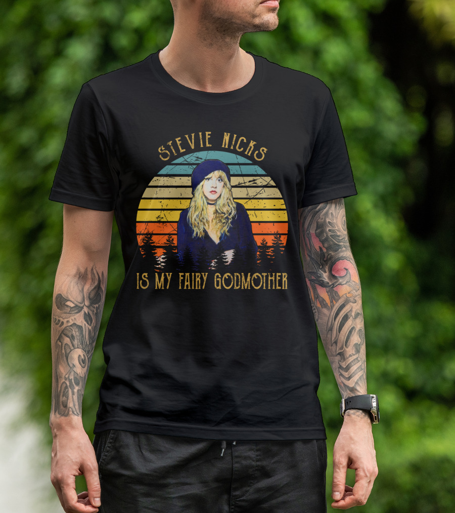Stevie Nicks Is My Fairy Godmother Vintage Retro Sunset T-Shirt