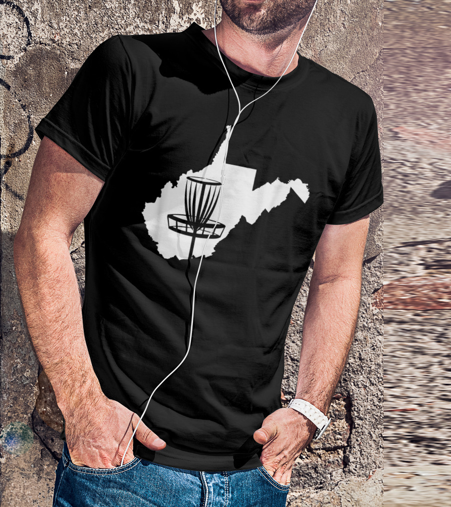 West Virginia Disc Golf State Map Basket T-Shirt