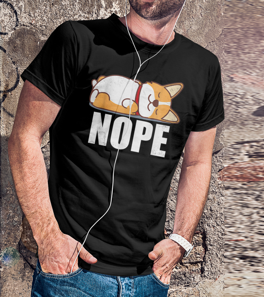 Cute Corgi Nope Vintage Funny Lazy T-Shirt