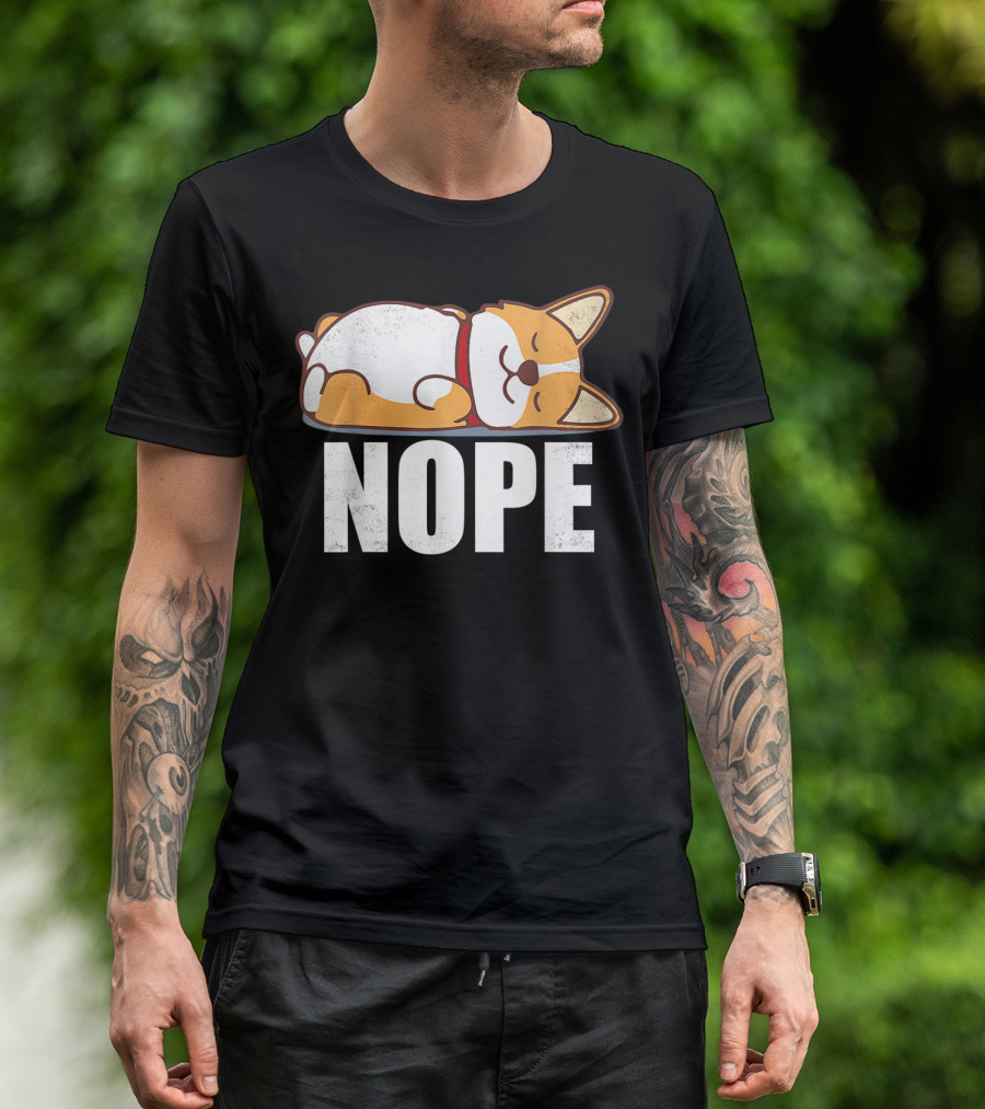 Cute Corgi Nope Vintage Funny Lazy T-Shirt
