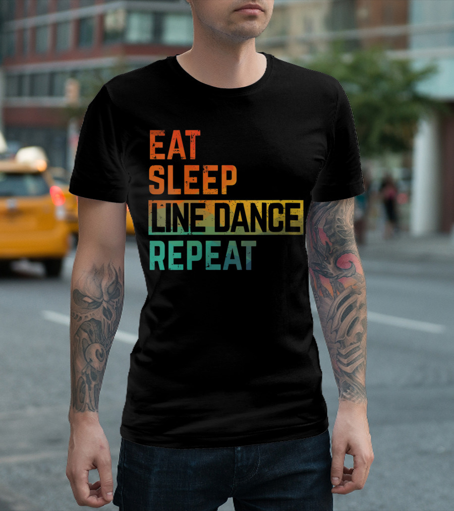 Eat Sleep Line Dance Repeat Watercolor T-Shirt