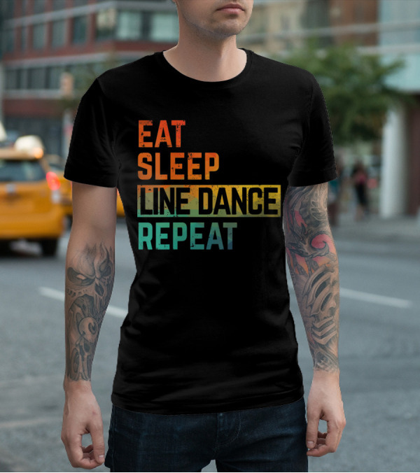 Eat Sleep Line Dance Repeat Watercolor T-Shirt