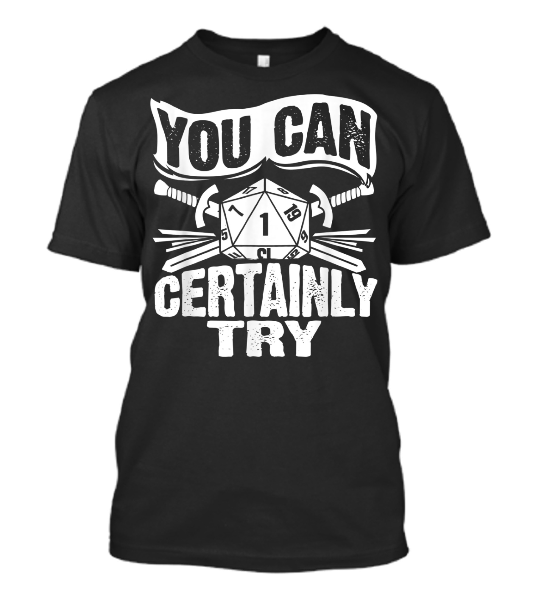 You Can Certainly Try Critical Fail D20 Dice Swords And Banner T-Shirt