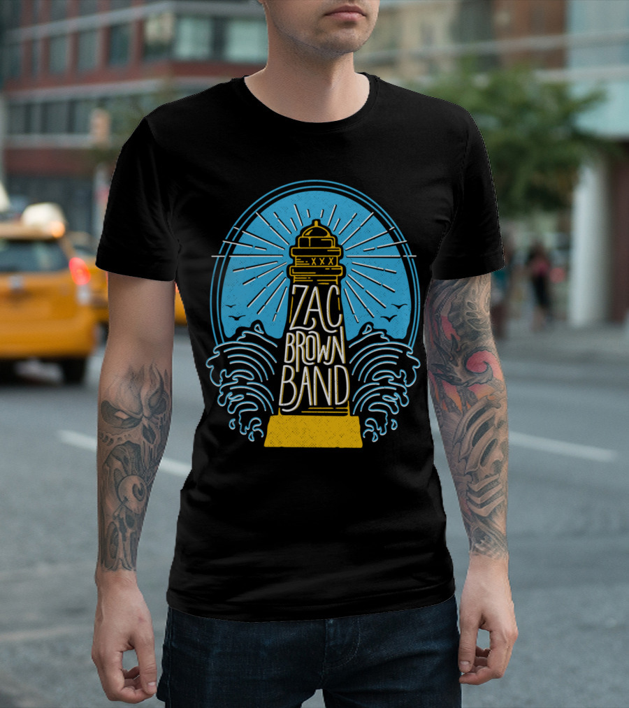 Zac Brown Band Lighthouse With Waves And Birds T-Shirt