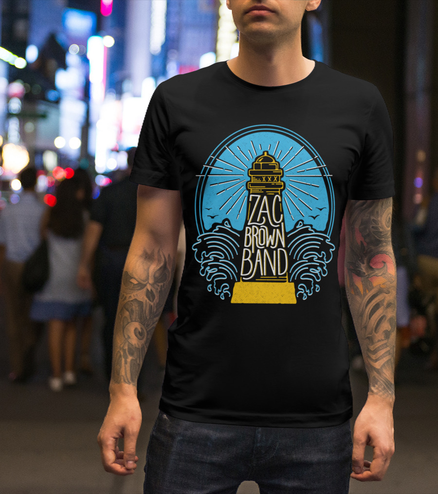 Zac Brown Band Lighthouse With Waves And Birds T-Shirt