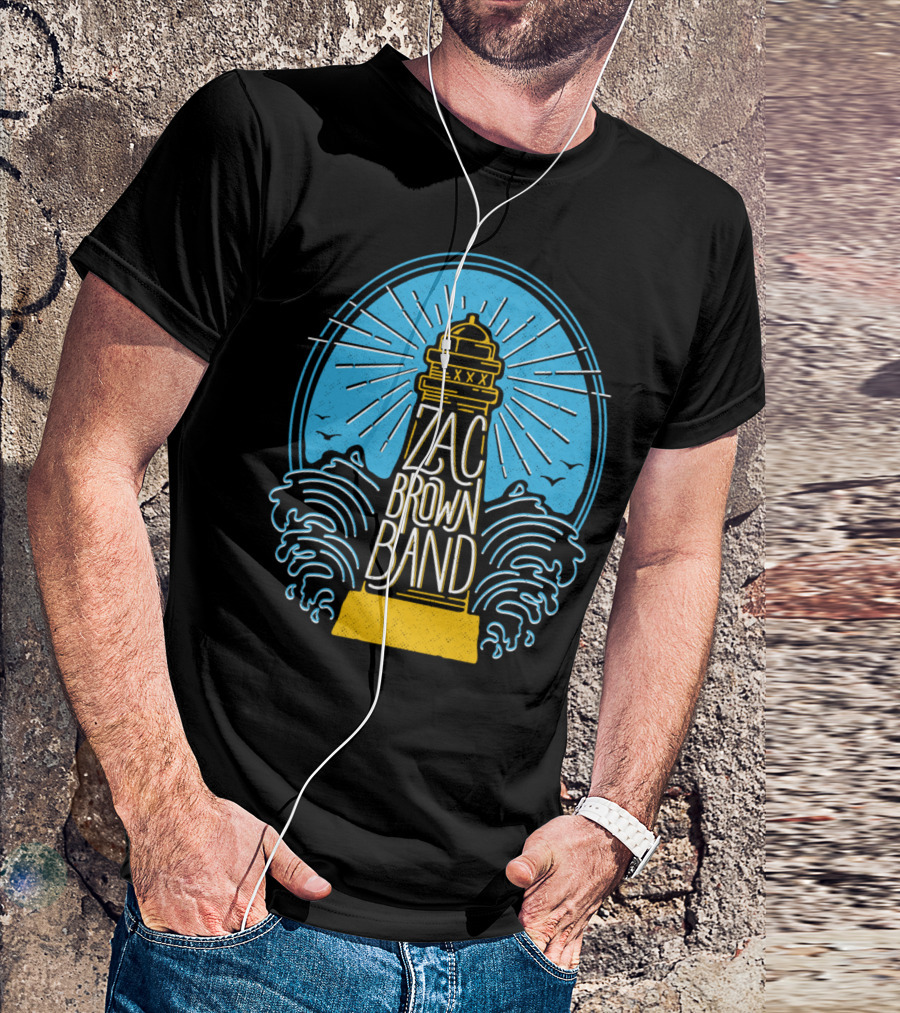 Zac Brown Band Lighthouse With Waves And Birds T-Shirt