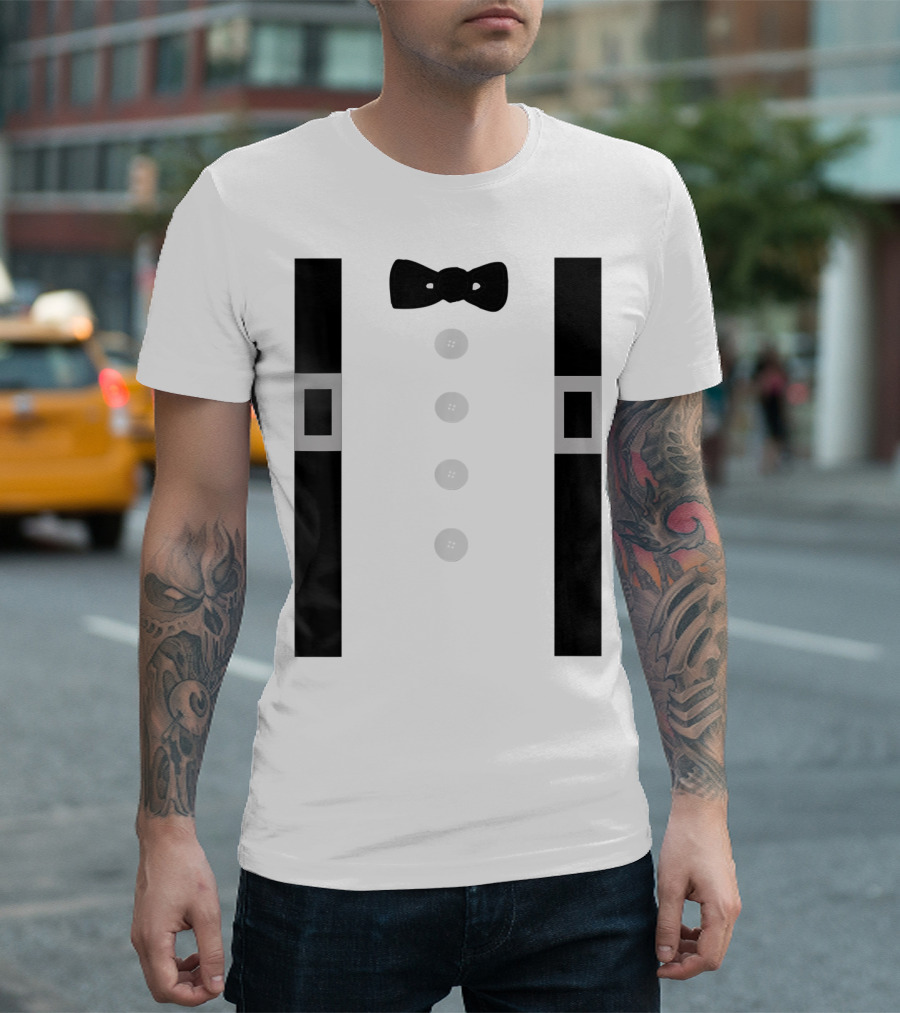 Amish Costume Bow Tie Suspenders Button T-Shirt