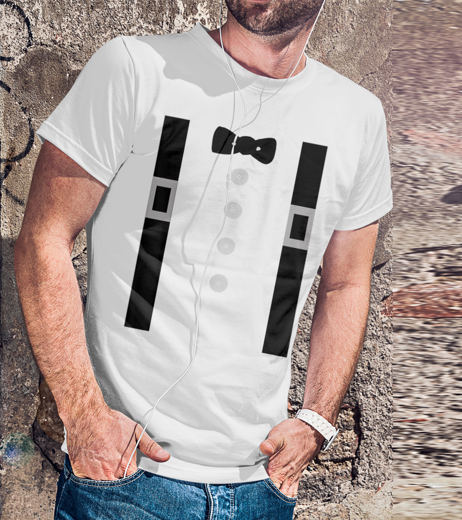 Amish Costume Bow Tie Suspenders Button T-Shirt