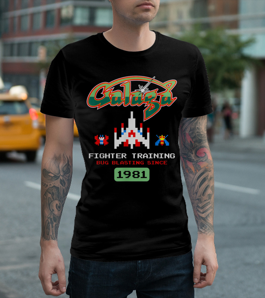 Galaga Fighter Training Bug Blasting Since 1981 Vintage Arcade Video Game T-Shirt