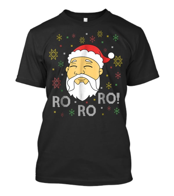 Asian Santa Claus Ro Ro Ro Funny Christmas Face With Snowflakes T-Shirt